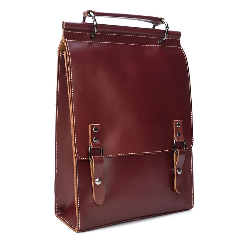 秋冬日韩风真皮背包男女通用双肩包手提包上班上学牛皮书包一件