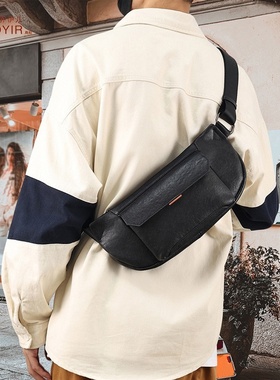 秋冬JOYIR植鞣皮男士简约胸前包商务户外出行头层牛皮男款胸前包