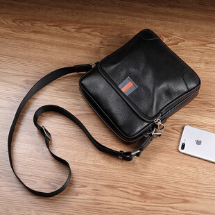 斜挎包头层牛皮撞色男士 2026新款 男式 真皮大容量男包休闲时尚 新品