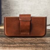 秋冬黑天使意大利树羔皮手工制作定型手机包搭扣6.9寸真皮手机