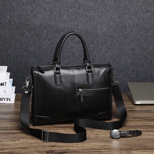 秋冬男包真皮男士手提包横款电脑包头层牛皮商务公文包通勤