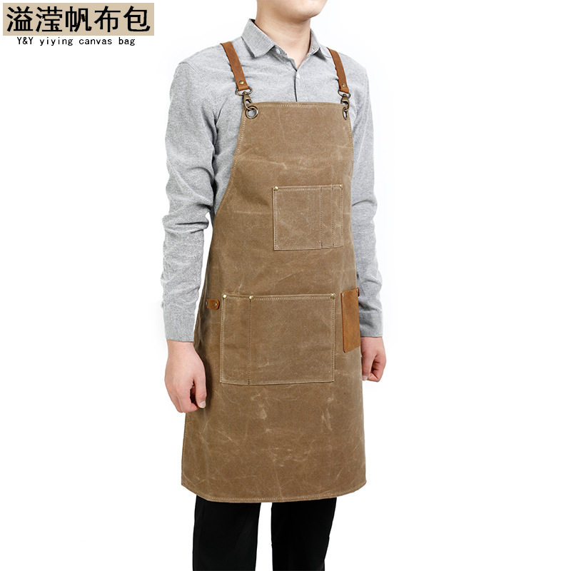 欧美时尚油蜡过蜡帆布裙工具围裙亚马逊爆款欧美机修木匠制服配