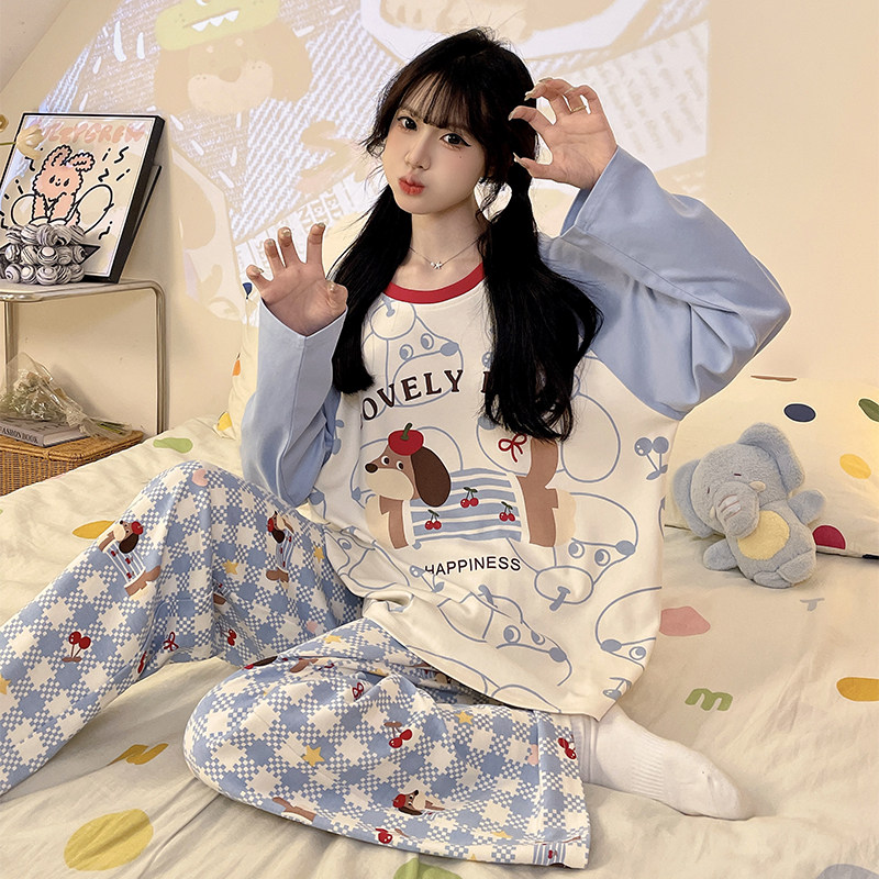 女士睡衣100纯棉长袖长裤春秋季甜美可爱宽松加肥加大家居服套装,女士内衣/男士内衣/家居服,睡衣/家居服套装,淘宝优惠券,粉丝福利购,淘宝优惠卷