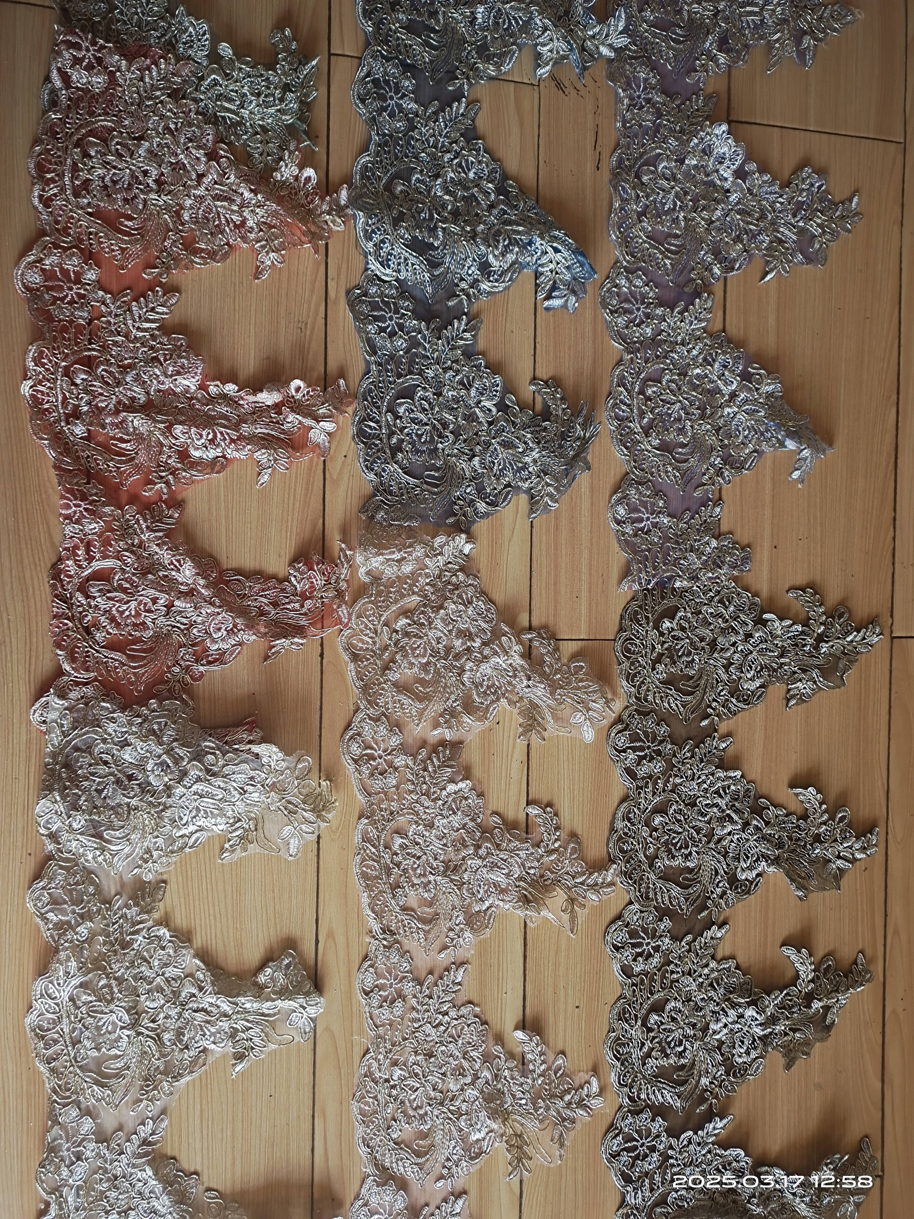 单边宫廷风车骨网纱刺绣花边芭比发饰裙边娃衣重工礼服边称斤一斤