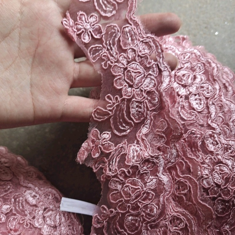 粉色单边车骨龙骨网纱刺绣花边服装服饰辅料芭比发饰裙边称斤一斤