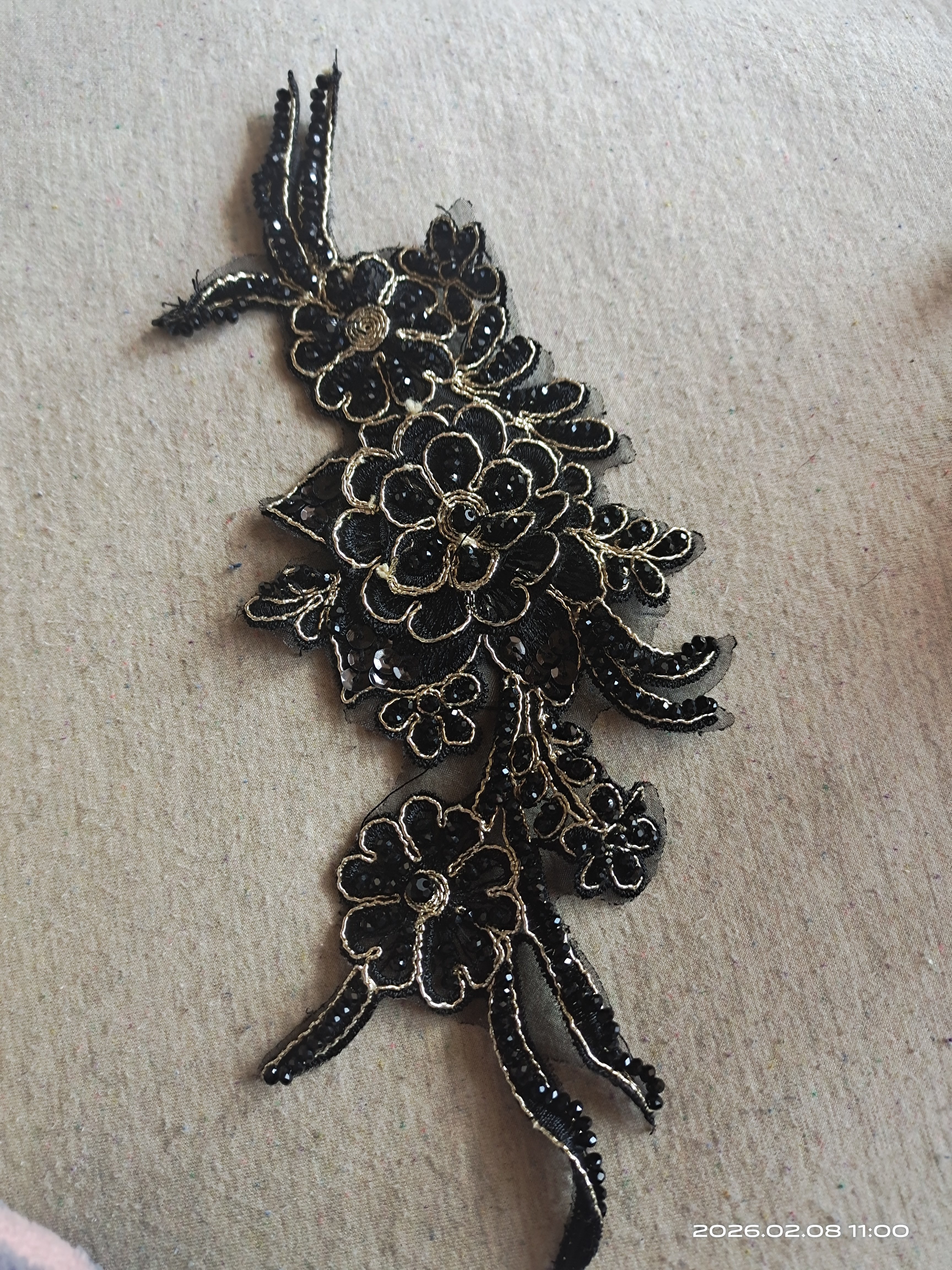 奢华全钉珠黑金网纱布贴花贴服装服饰配件diy手工辅料一张
