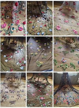 重工立体网纱刺绣蕾丝布料古风
