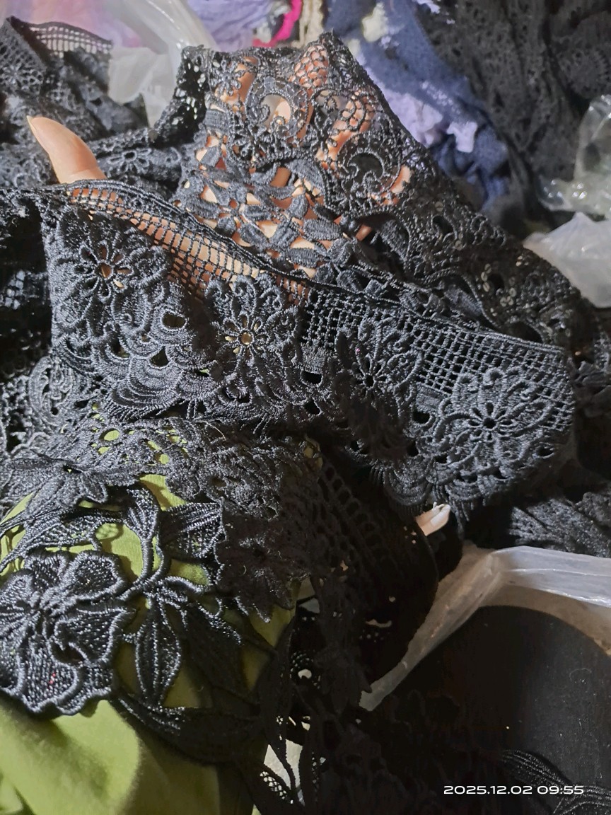 黑色水溶花边 复古宫廷风民族风水溶牛奶丝花边发饰娃衣称斤一斤