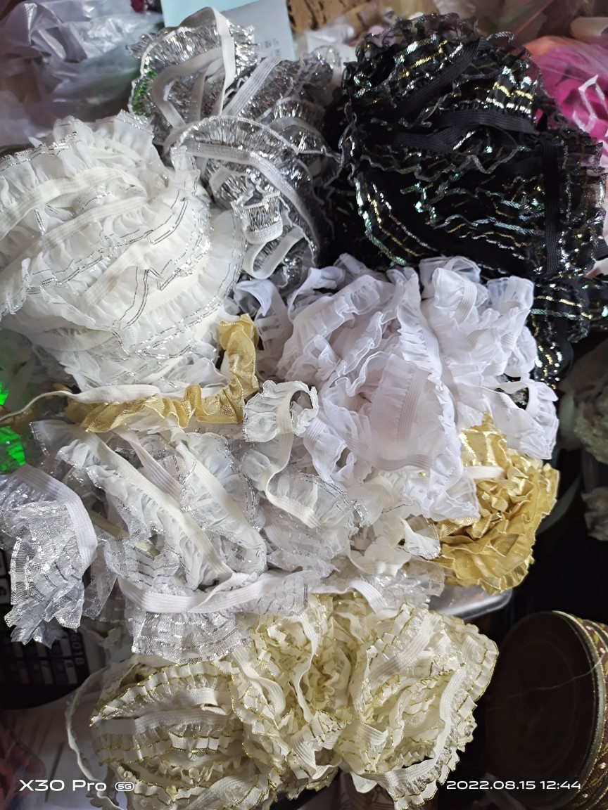 B115杂款单边木耳百褶松紧花边芭比裙边手工辅料花边称斤一斤