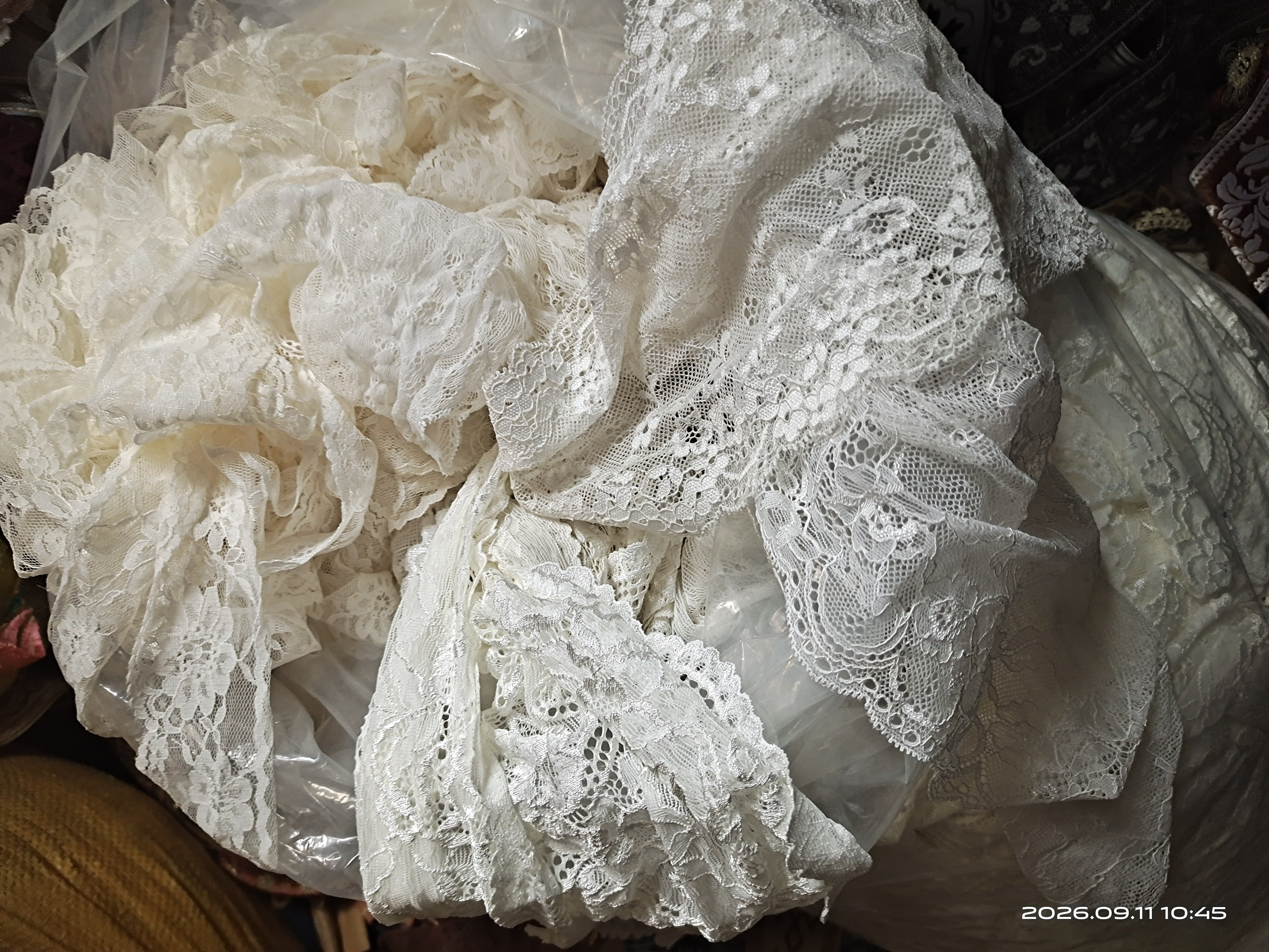 有灰黄渍米白宽窄蕾丝花边单边双边蕾丝裙边发饰芭比装饰一斤DIY