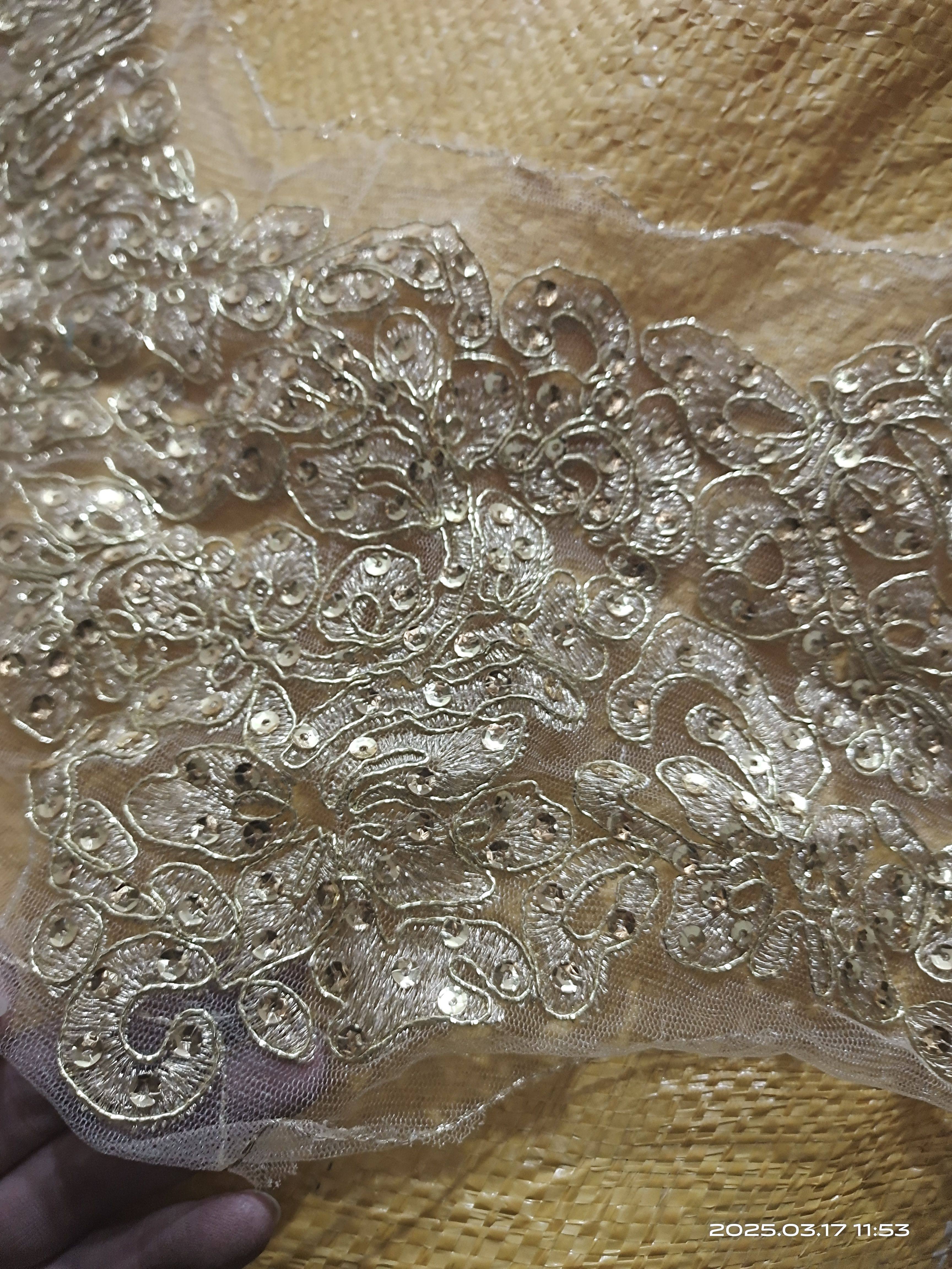 金色车骨亮片刺绣布片 diy手工配件服饰辅料假领外搭 布料用一斤