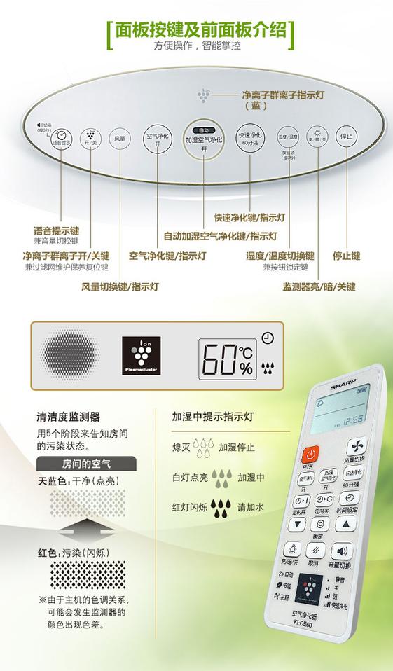 夏普空气净化器KI-ce60-w