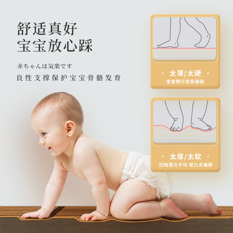 定制XPE拼接榻榻米地垫藤席y地毯客厅卧室床边儿童爬爬垫爬行防摔