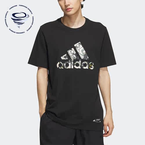 Adidas/阿迪达斯正品夏季新款圆领男子印花短袖上衣IP3968