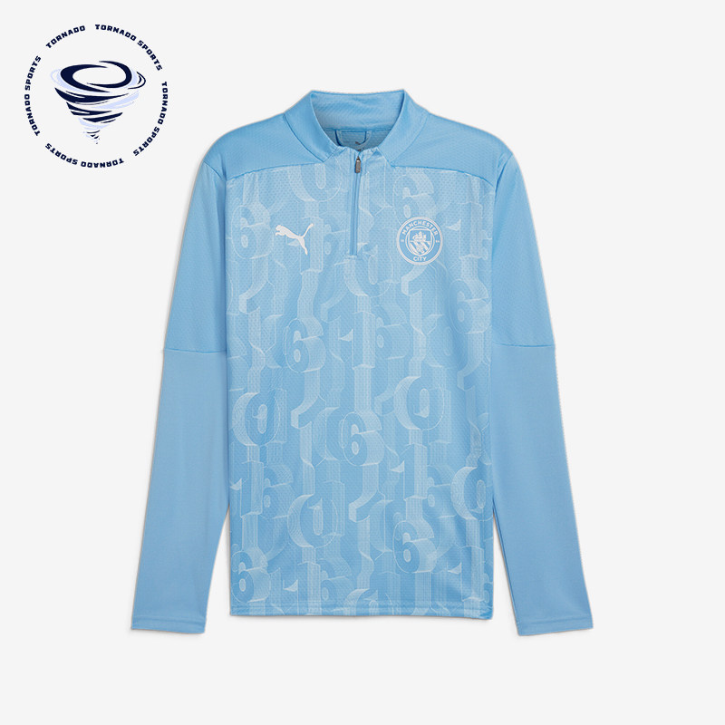 Puma/彪马正品曼城赛前男士半拉链训练足球服长袖777579-21