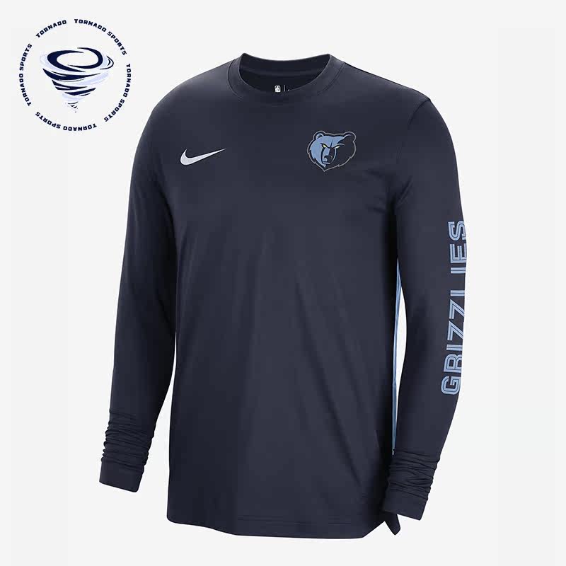 Nike/耐克正品新款男子孟菲斯灰熊队圆领长袖运动T恤FB3483