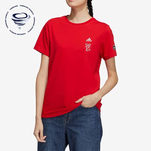 Adidas/阿迪达斯正品夏季新款女子运动休闲透气短袖T恤HZ3005
