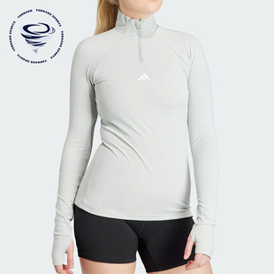 T恤IL1082 三叶草半开襟女士运动健身长袖 Adidas 阿迪达斯正品