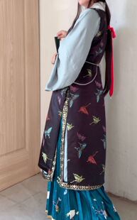 百蝶织锦云锦长款比甲量身定制 明制合领比甲