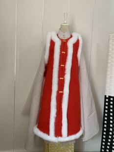 明制汉服比甲 圈兔毛 毛呢长比甲 方领圆领量身定制