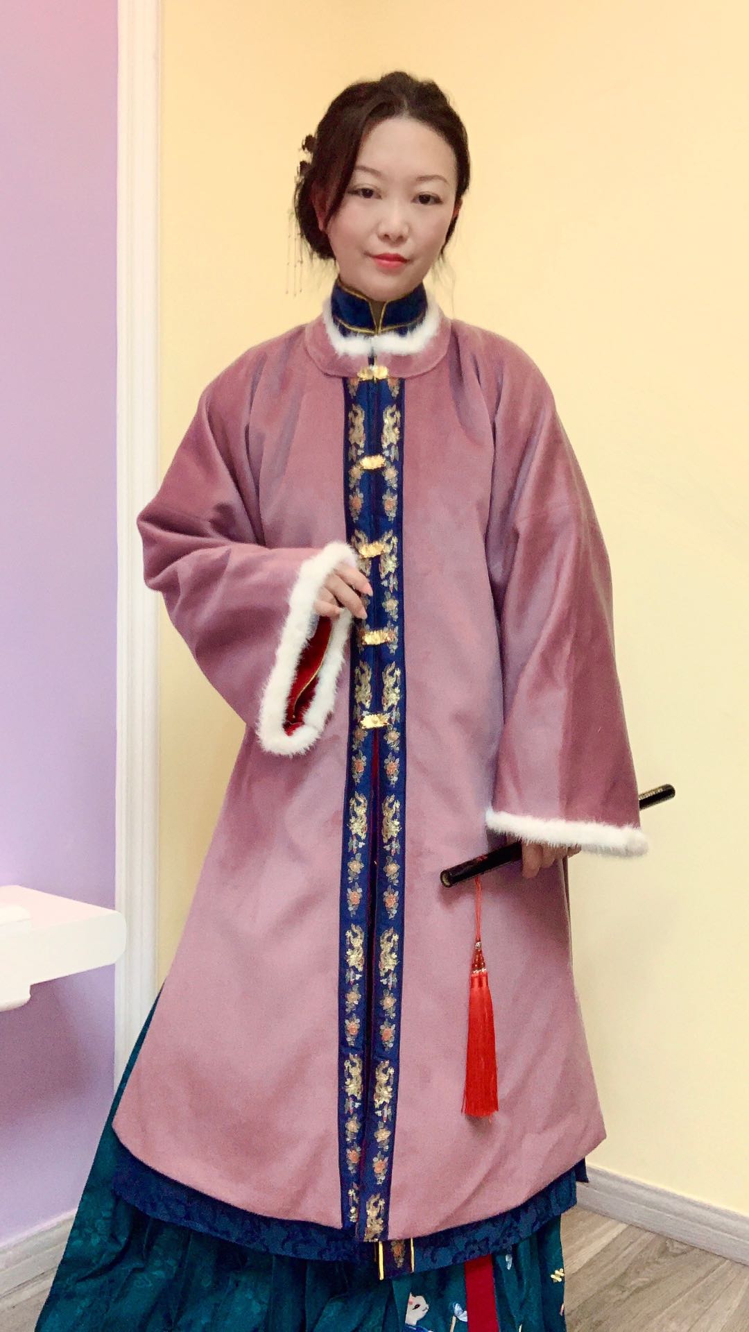 明制圆领对襟长袄 秋冬款汉服 龙纹织金眉子 羊毛呢外套