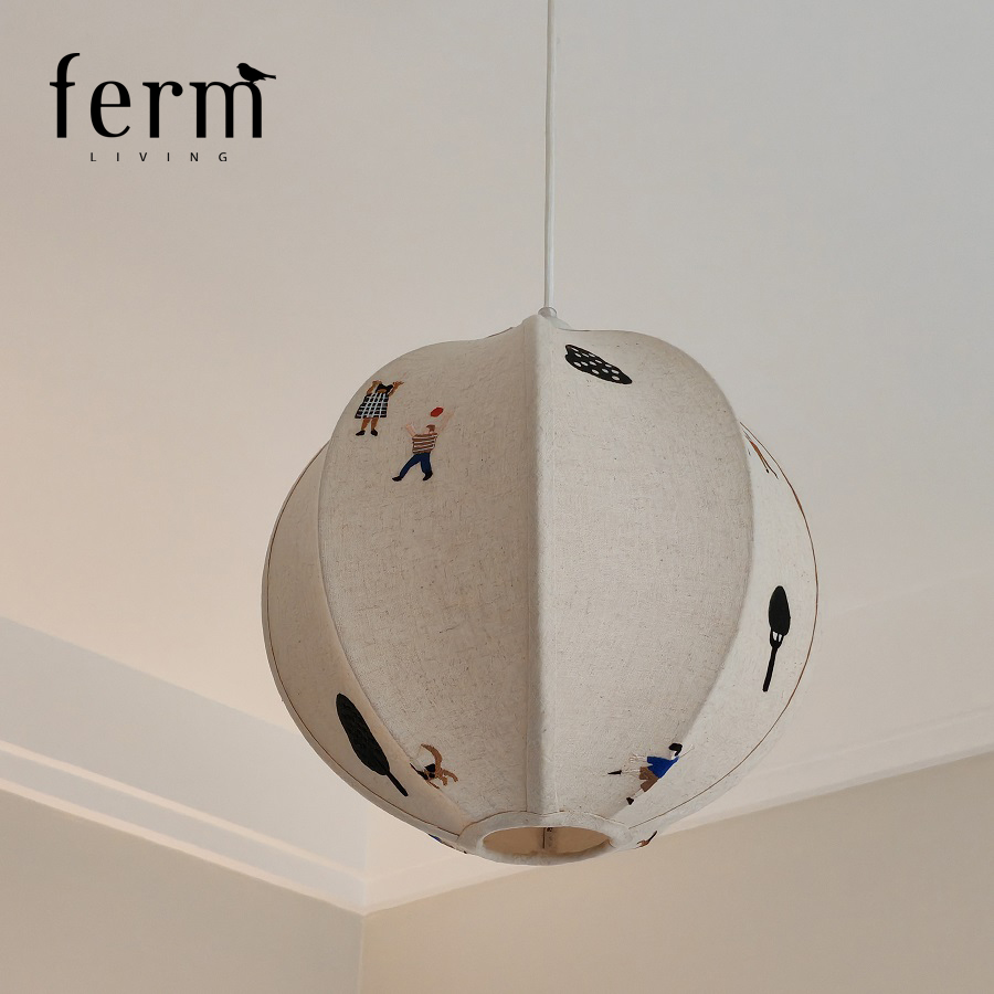 丹麦ferm LIVING刺绣吊灯儿童房布艺灯罩北欧创意装饰ins