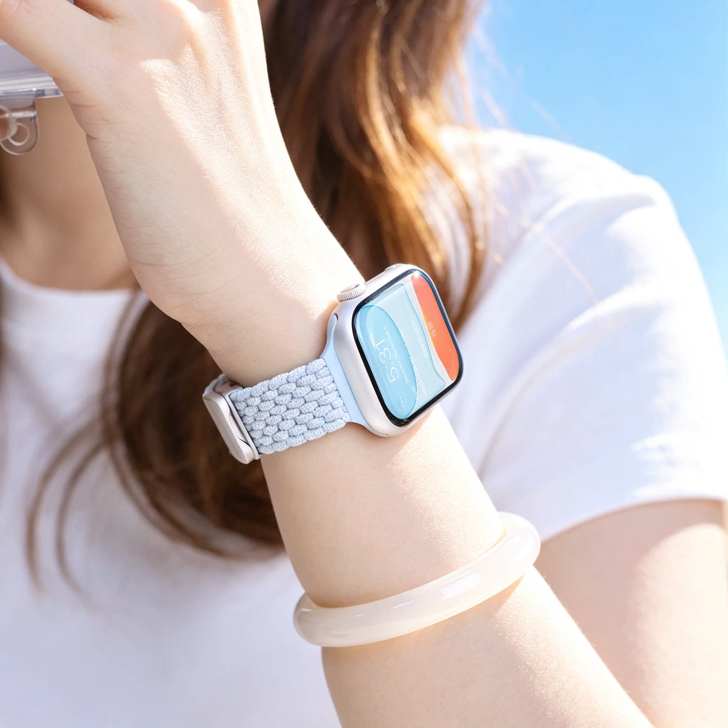 【细款】适用适用iWatchs11表带小众女款applewatch11/10/9秋冬新款S8尼龙S7编织磁吸S6高级SE可爱Ultra透气图片