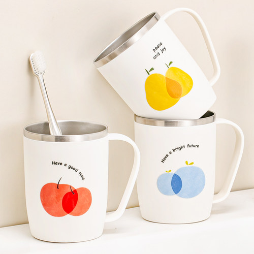 不锈钢漱口杯一家三口刷牙杯子情侣洗漱杯卫生间防霉牙缸牙刷杯