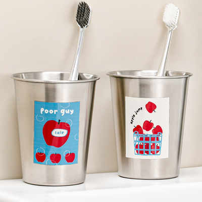 不锈钢牙刷杯家用简约防霉儿童漱口杯创意加厚防摔情侣宿舍洗漱杯