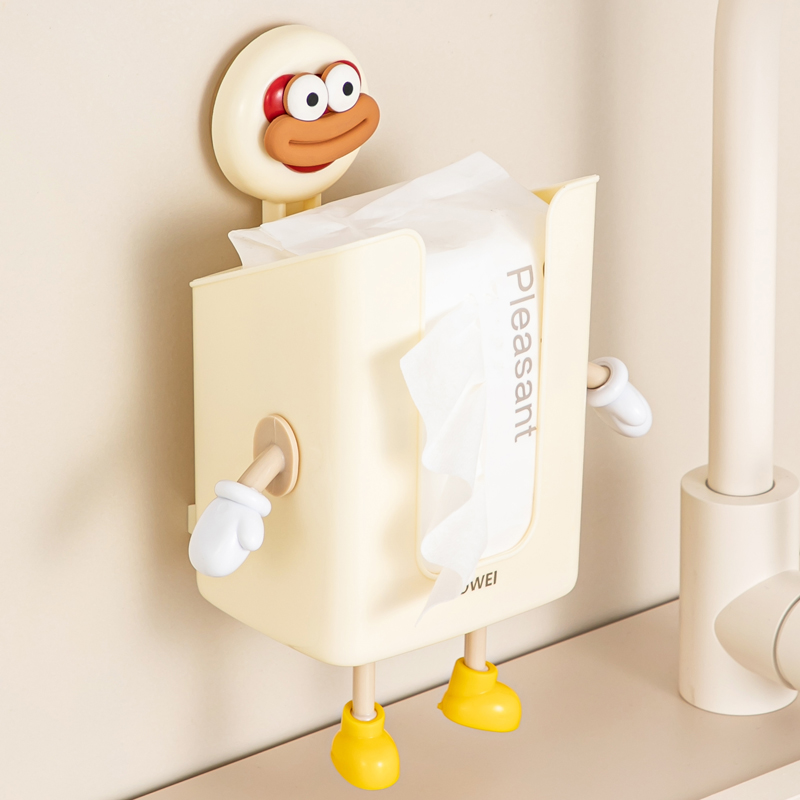 吸盘纸巾收纳盒可爱壁挂免打孔厨房卫生间洗脸巾创意抽纸盒置物架
