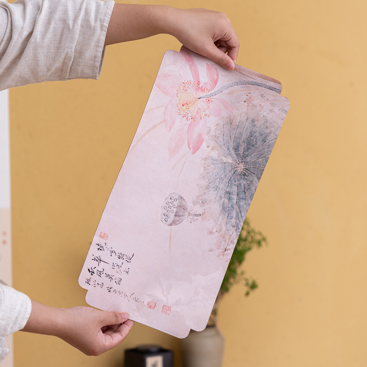 麂皮绒圆形干泡茶席垫子新中式海棠莲花单面隔热复古桌布茶布茶席图片
