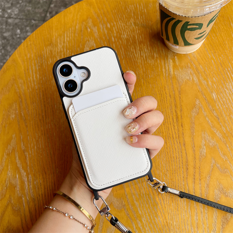 挂绳苹果16手机壳斜挎包适用iphone15promax背带斜跨14斜挎背包式13带卡包一体12可插卡套11女新款高级感白色
