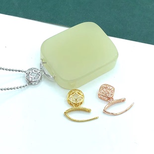 S925纯银扣头玉坠扣牛鼻环夹万能扣横孔夹扣瓜子扣项链吊坠扣配件