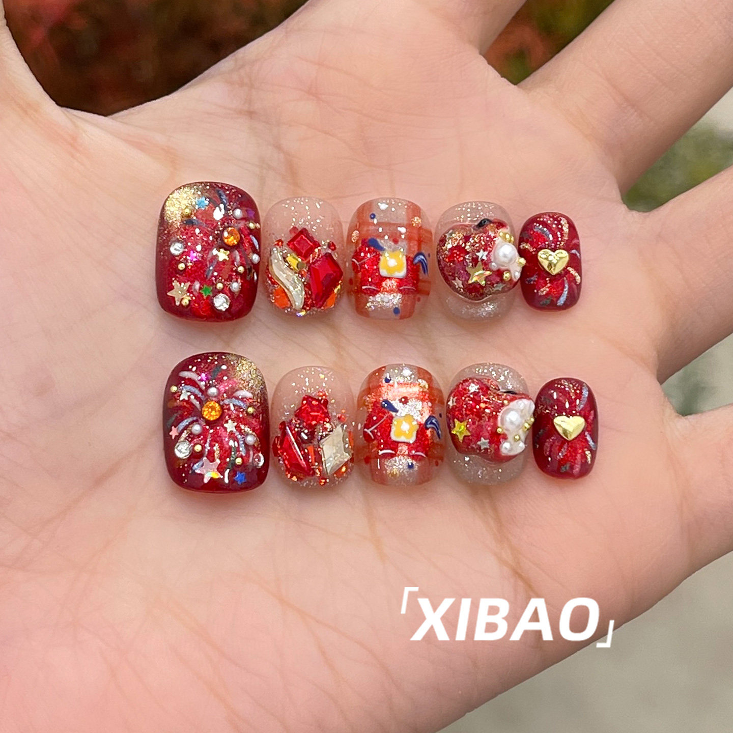 红色穿戴甲2026新款高级感过年穿戴美甲短款秋冬手工显白指甲贴片,彩妆/香水/美妆工具,穿戴甲/甲片,淘宝优惠券,粉丝福利购,淘宝优惠卷