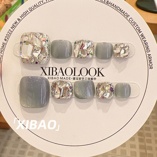 显白贴钻脚趾甲 夏季 穿戴甲2025新款 脚指甲手工定制成品甲片穿戴式