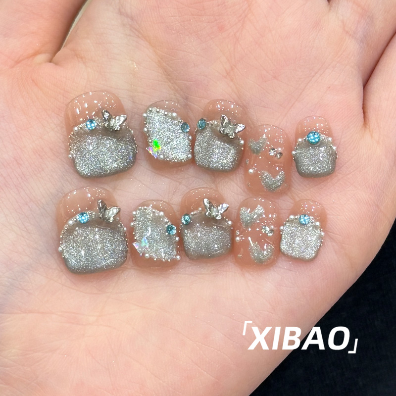 猫眼穿戴甲短款高级感小众显白美甲成品2025新款手工精致指甲贴片