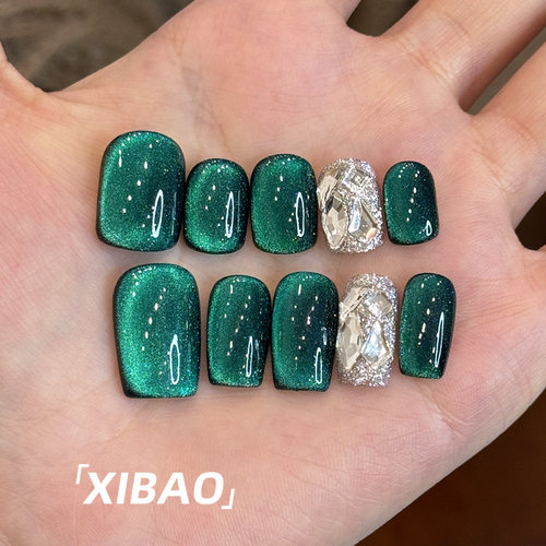 猫眼穿戴甲短款2025新款高质量穿戴美甲纯手工甲片穿戴式指甲贴片