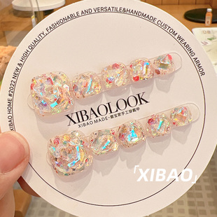 脚穿戴甲网红爆款 爆闪显白脚趾甲贴片 手工贴钻美甲成品2025年新款