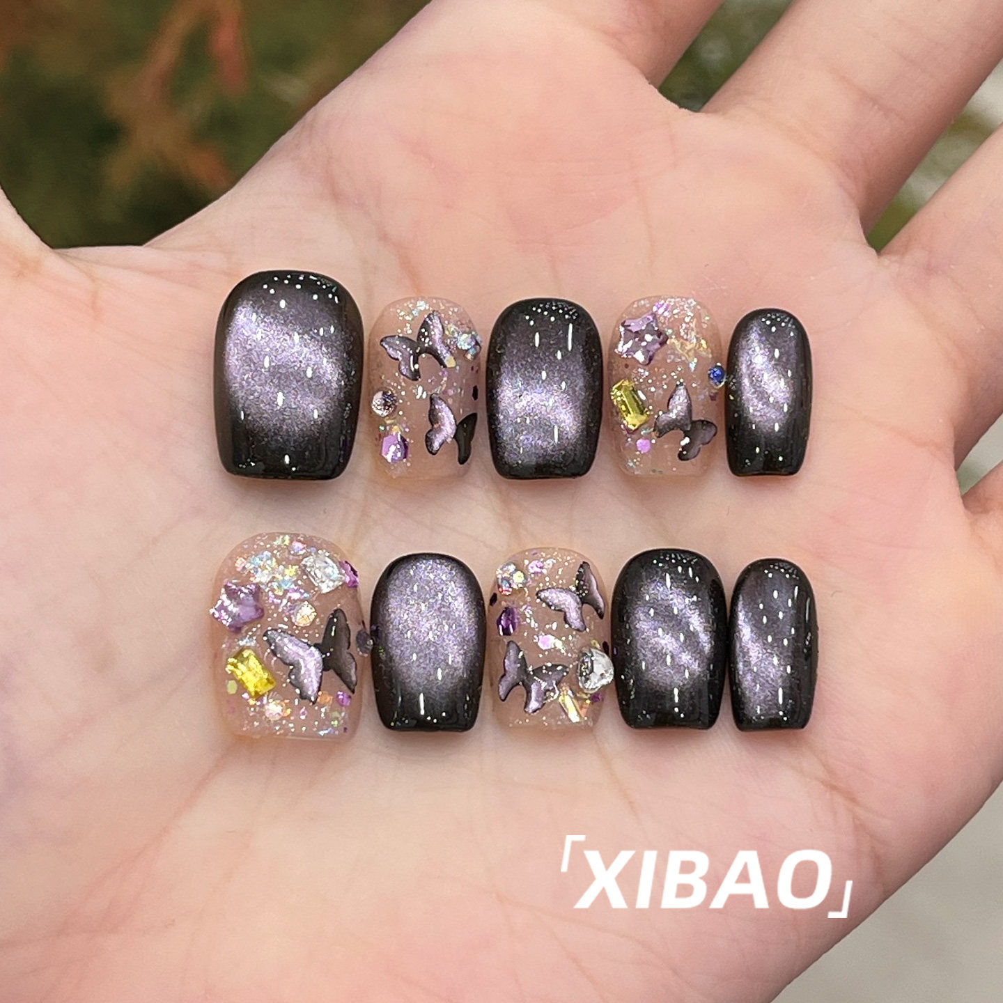 黑色猫眼穿戴甲短款高级感纯手工指甲贴片2025新款爆款穿戴款美甲,彩妆/香水/美妆工具,穿戴甲/甲片,淘宝优惠券,粉丝福利购,淘宝优惠卷