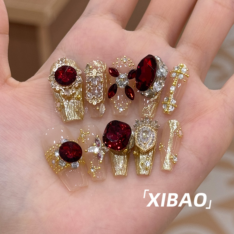 重工穿戴甲2025新年款纯手工精致穿戴美甲秋冬高级感爆款指甲贴片