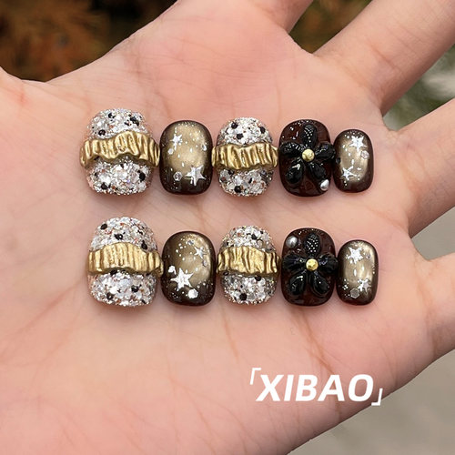 纯手工制作秋冬显白穿戴美甲