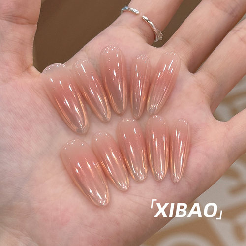 嬛嬛色穿戴甲中长款春夏高级感绝美婚甲2025年新款纯手工穿戴美甲