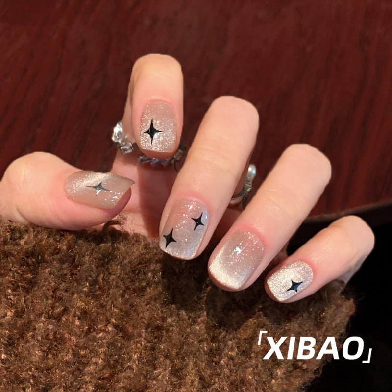 猫眼穿戴甲短款高质量绝美指甲贴片2025新款手工定制显白穿戴美甲