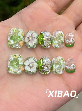 纯手工不掉钻独特绝美雕花穿戴甲