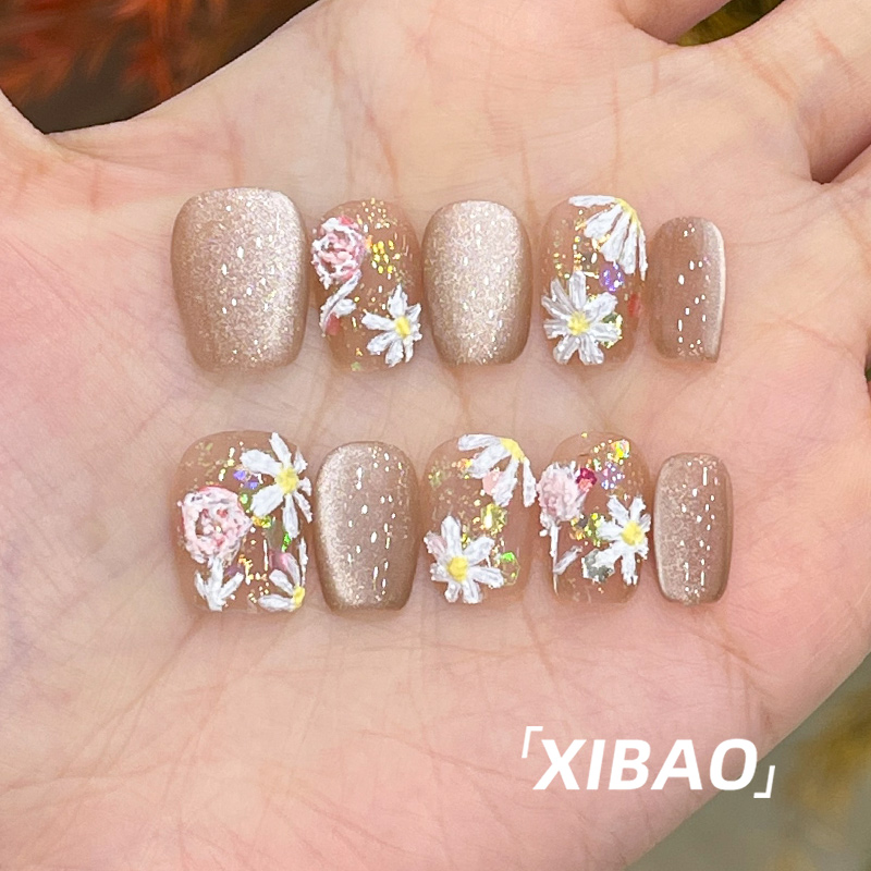 猫眼穿戴甲短款春夏高级感甲片穿戴式美甲2025新款纯手工指甲贴片