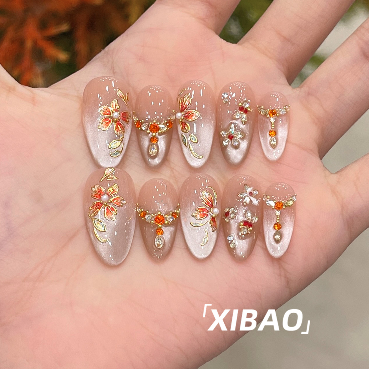 纯手工适合拍婚纱照的美甲