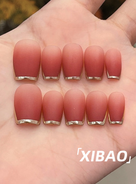 红色穿戴甲短款纯手工制作穿戴款美甲2025新款高级感法式指甲贴片