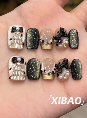 纯手工不掉钻高级感绝美显白美甲