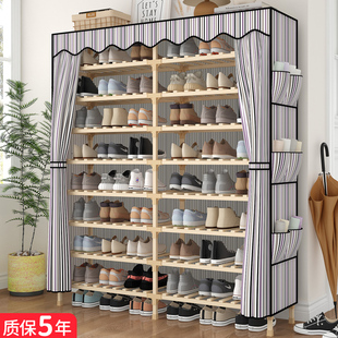 简易鞋架实木鞋柜防尘入户门家用出租屋组装大容量结实耐用经济型