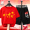 Performance costume set red Chinese star yellow+black youth flag X